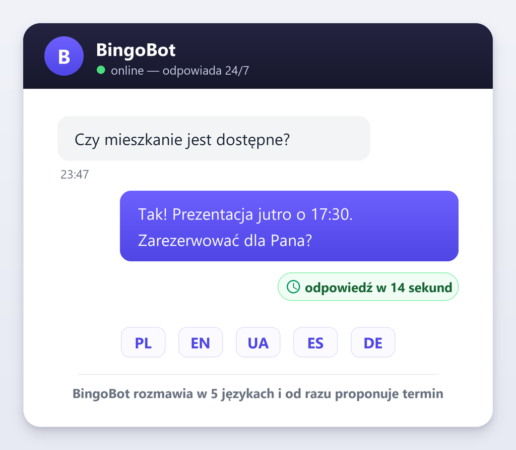 BingoBot odpowiada całą dobę